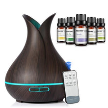 Load image into Gallery viewer, 400 ml Ultrasonic Air Humidifier Aroma Essential Oil  Diffuser with Wood Grain 7 Color Changing LED Lights for Office Home
