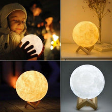 Load image into Gallery viewer, 3D Print Moon lamp Moon light USB LED Rechargeable Novelty Touch Sensor Table Desk lamp Creative Night light Decor Birthday Gift